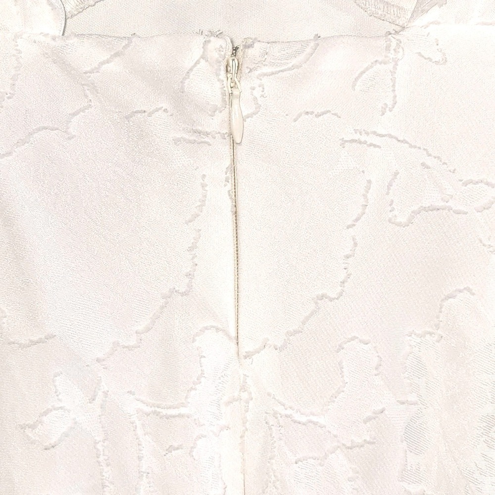 Adrianna Papell Dress Lacy Ivory Size 12 Lined Boho Embroidered Overlay Midi - Picture 10 of 16